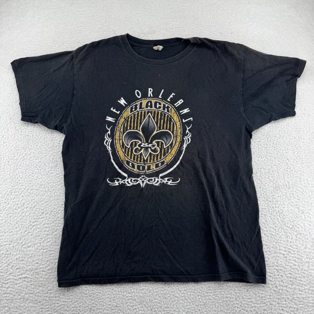 Vintage Anvil New Orleans Saints Shirt Mens L (Medium) Black Graphic Print NFL
